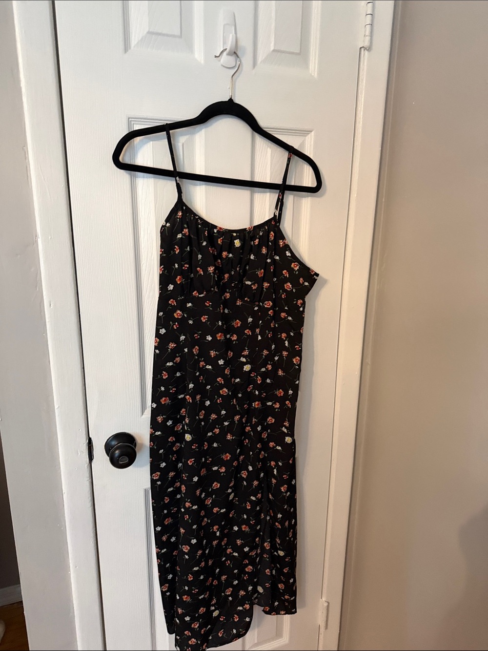 Women's Black Floral Slip Dress